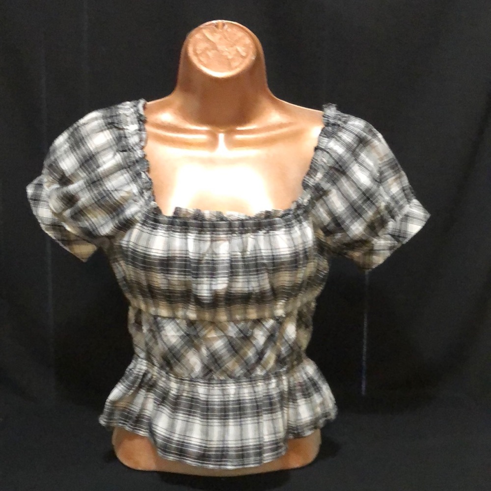 Sim and Sam XS checkered top